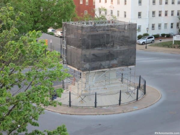 General J. E. B. Stuart Statue getting work done