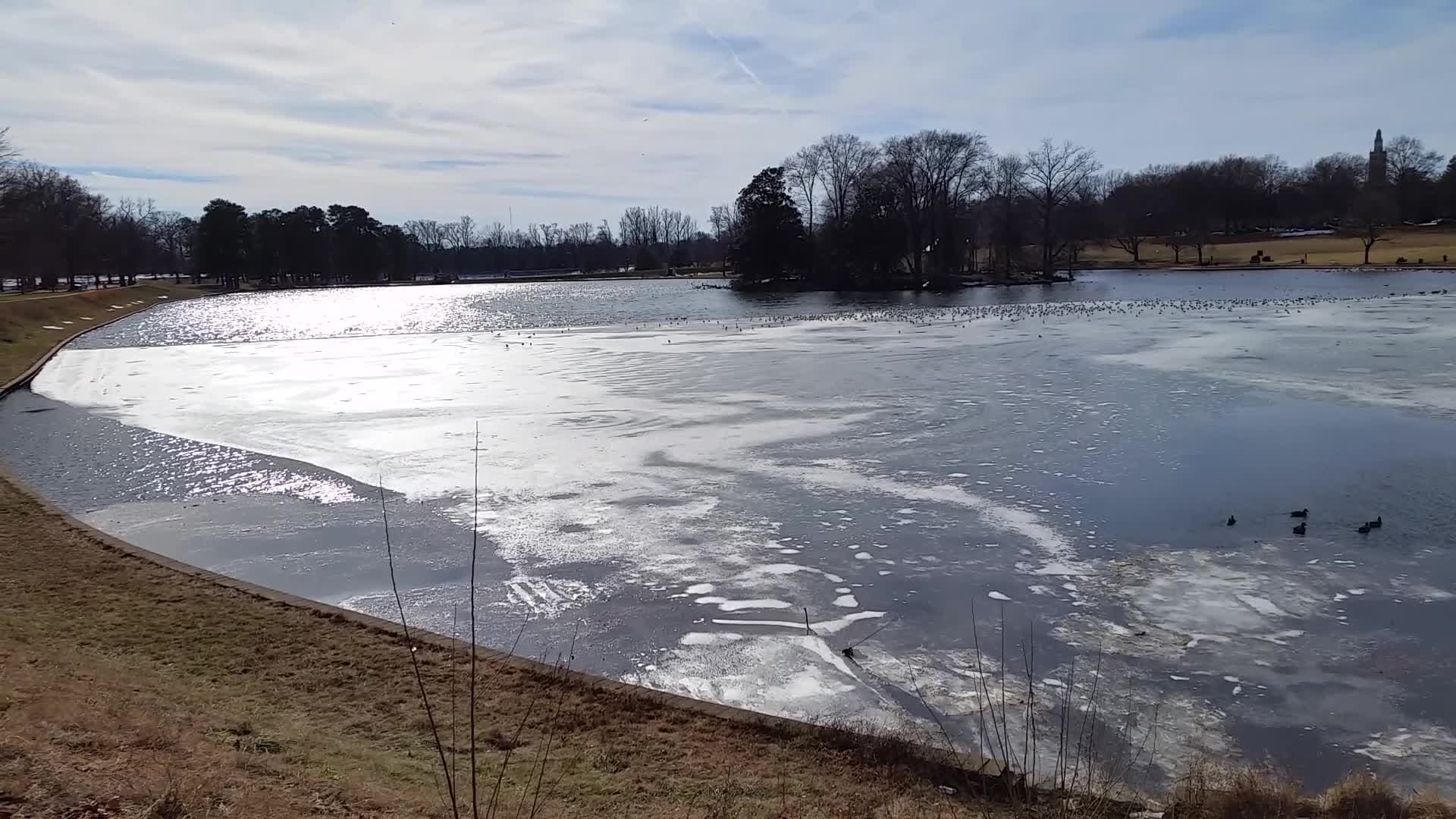 Shields Lake - partly covered with ice