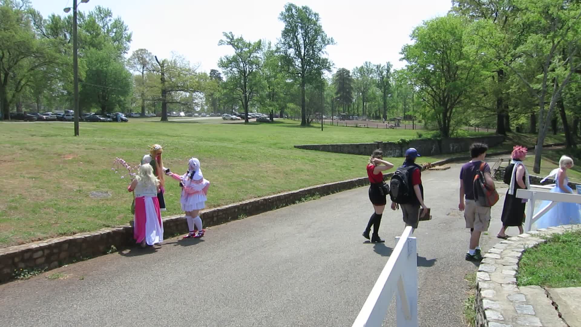 Cosplayers posing for the photography meetup group