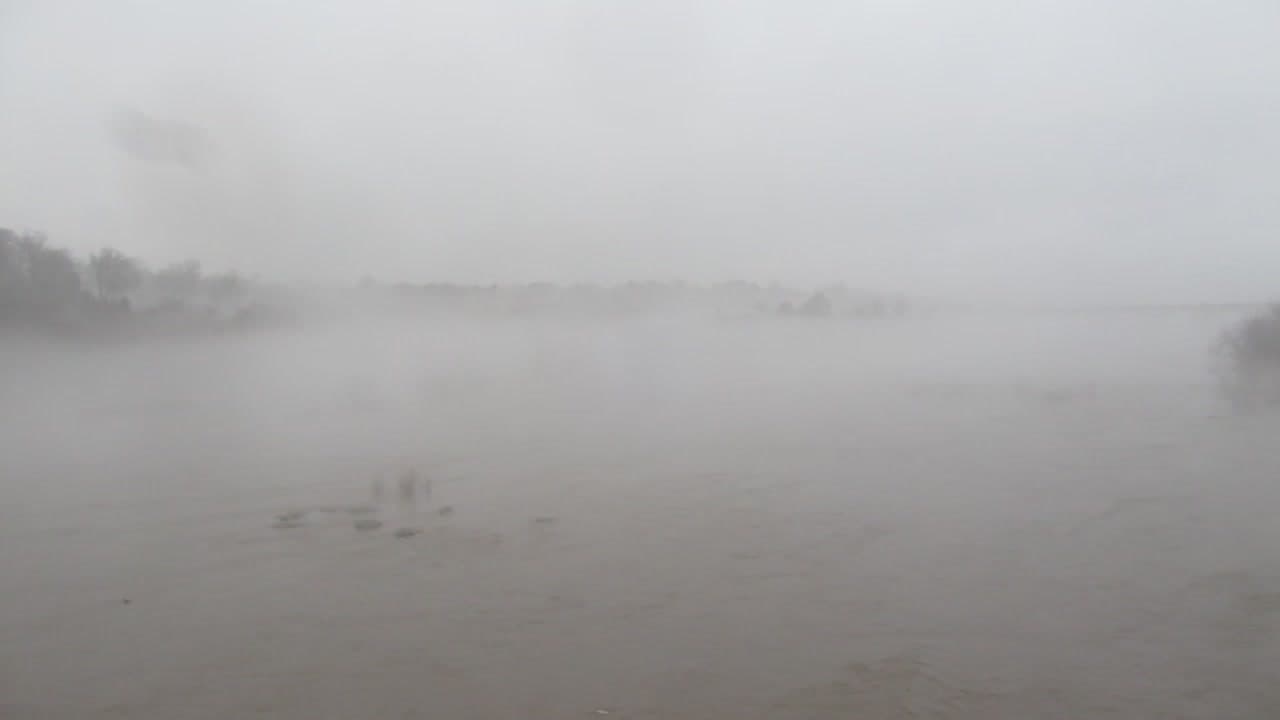 View from the Nickel Bridge on a foggy, rainy day
